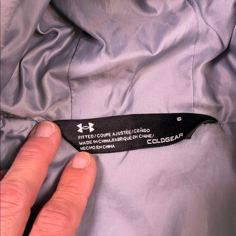 Under Armour Light Turquoise Aqua Teal & Gray Quilted Puffer Hooded Jacket - Picture 2 of 6